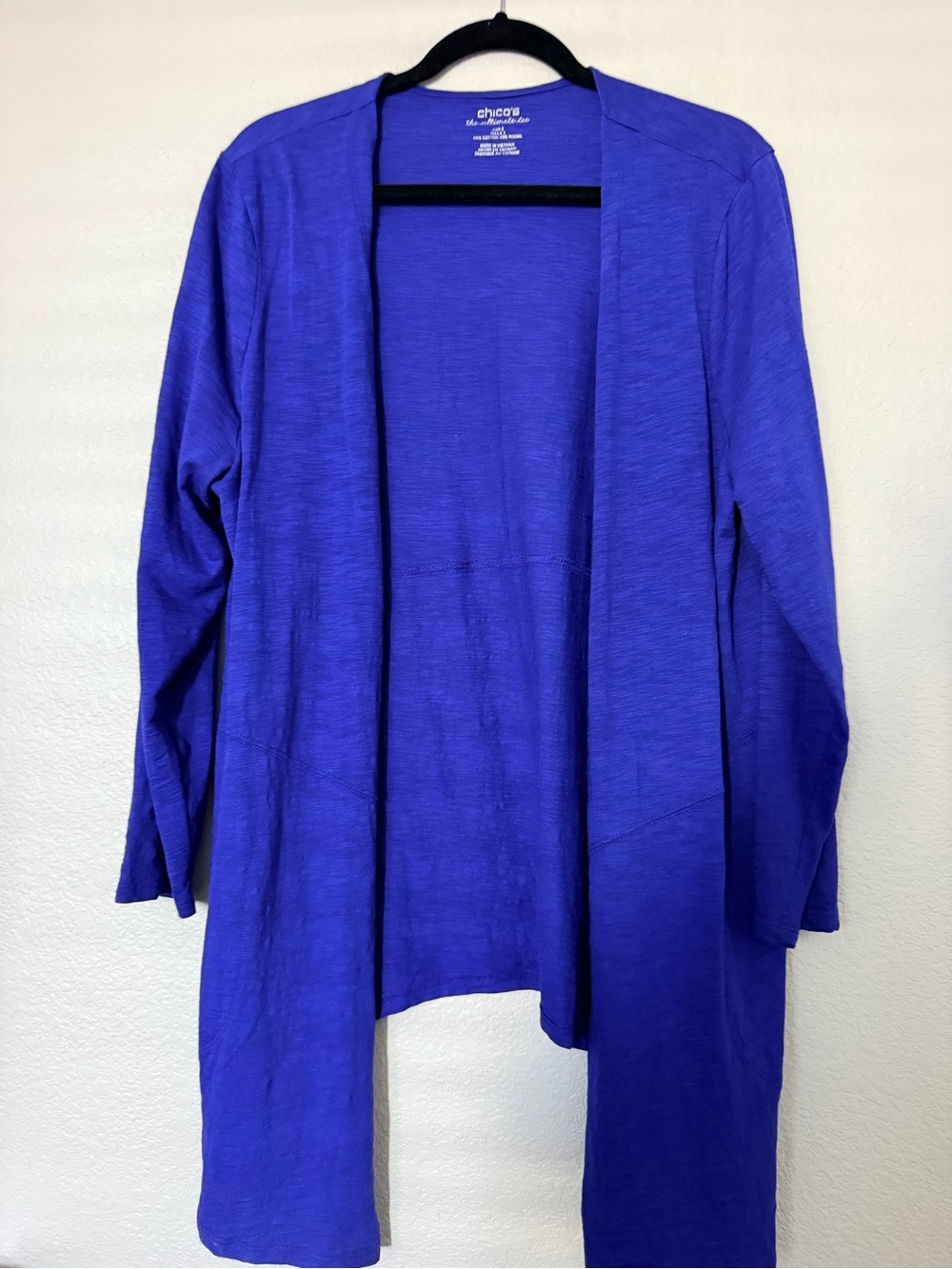 Chico's Open-Front Lightweight Cardigan Sweater - Royal Blue